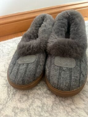 Cozy Gray Knit UGG Slip-On Slippers